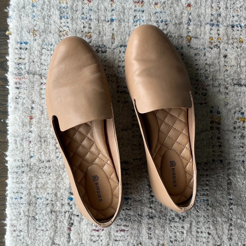Birdies The Starling Taupe Leather Flat 7.5